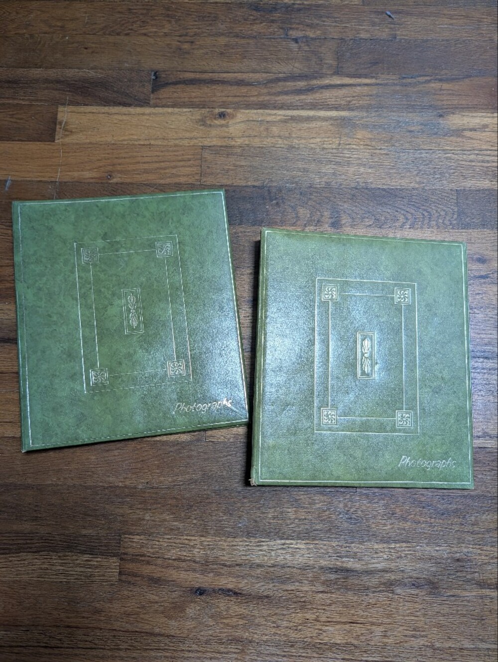 Vintage Springfield Green Padded Leatherette Photo Album Set Of 2 Empty